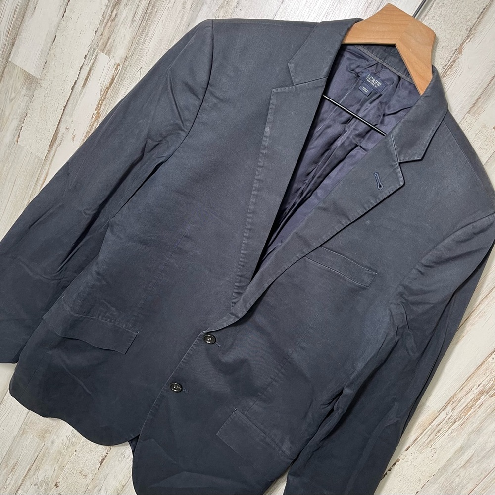 J.Crew Ludlow Larusmiani Mens 40R Navy Blue Two Button Blazer Jacket‎ Cotton